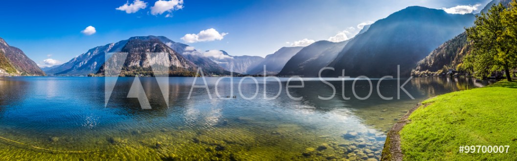 Picture of Panorama of crystal clear mountain lake in Alps